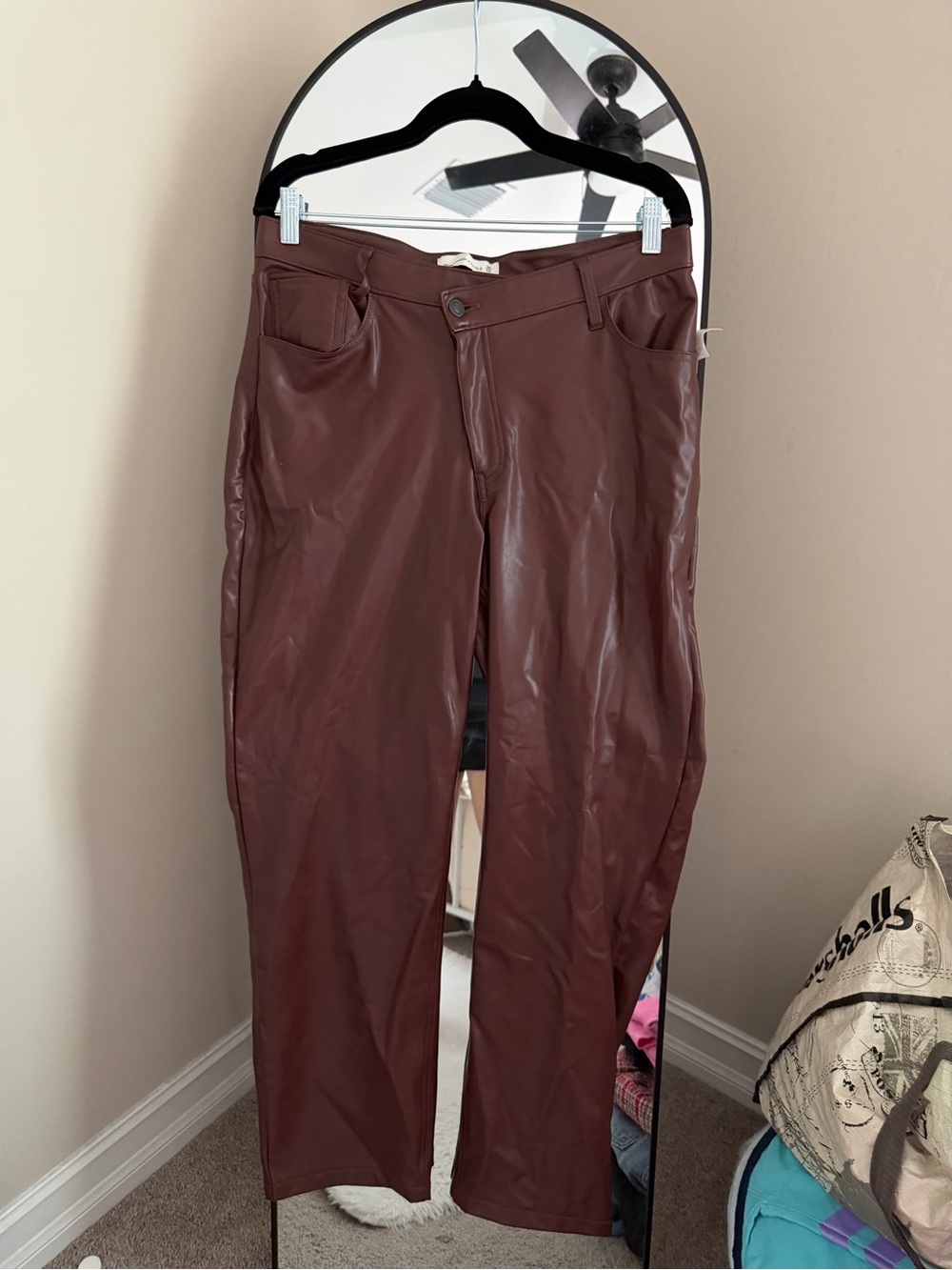 NWOT Abercrombie & Fitch Faux Leather Pants Maroon
